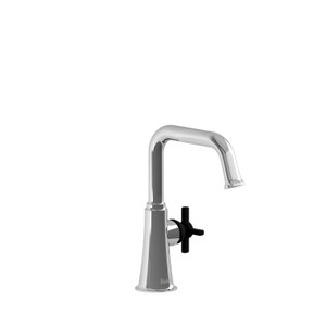 Momenti Single Hole Lavatory Faucet  - Chrome and Black with Cross Handles | Model Number: MMSQS00+CBK - Product Knockout