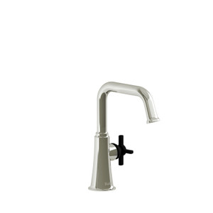 Momenti Single Hole Lavatory Faucet  - Polished Nickel and Black with Cross Handles | Model Number: MMSQS00+PNBK - Product Knockout