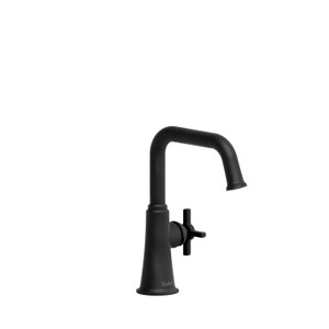 Momenti Single Hole Bathroom Faucet - Black with Cross Handles | Model Number: MMSQS00+BK-05 - Product Knockout