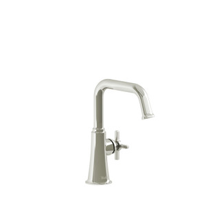 Momenti Single Hole Bathroom Faucet - Polished Nickel with Cross Handles | Model Number: MMSQS00+PN-05 - Product Knockout