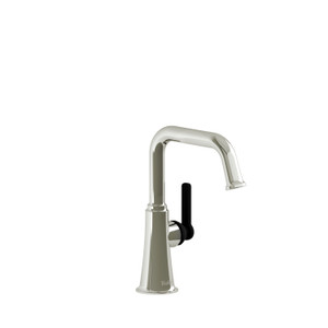 Momenti Single Hole Bathroom Faucet - Polished Nickel and Black with J-Shaped Handles | Model Number: MMSQS00JPNBK - Product Knockout