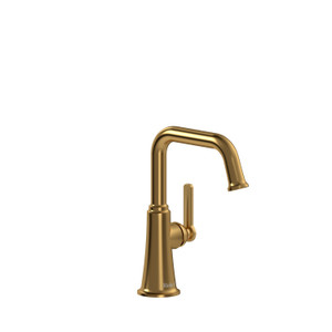Momenti Single Hole Bathroom Faucet - Brushed Gold with J-Shaped Handles | Model Number: MMSQS00JBG-05 - Product Knockout
