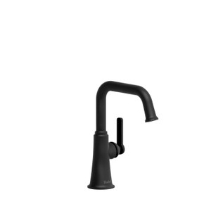 DISCONTINUED-Momenti Single Hole Bathroom Faucet Without Drain - Black with J-Shaped Handles | Model Number: MMSQS00JBK-10 - Product Knockout
