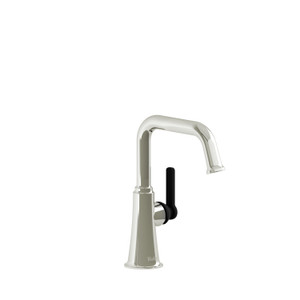 DISCONTINUED-Momenti Single Hole Bathroom Faucet Without Drain - Polished Nickel and Black with J-Shaped Handles | Model Number: MMSQS00JPNBK-10 - Product Knockout