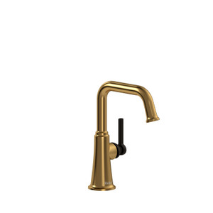 Momenti Single Hole Bathroom Faucet - Brushed Gold and Black with Lever Handles | Model Number: MMSQS00LBGBK-05 - Product Knockout