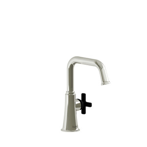 DISCONTINUED Single hole lavatory faucet Without drain - Polished Nickel/Black | Model Number: MMSQS00XPNBK