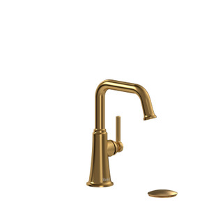 Momenti Single Hole Bathroom Faucet - Brushed Gold with Lever Handles | Model Number: MMSQS01LBG-05 - Product Knockout