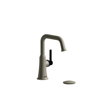 Momenti Single Hole Bathroom Faucet - Brushed Nickel and Black with Lever Handles | Model Number: MMSQS01LBNBK-05 - Product Knockout