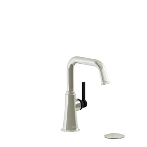 Momenti Single Hole Bathroom Faucet - Polished Nickel and Black with Lever Handles | Model Number: MMSQS01LPNBK-05 - Product Knockout