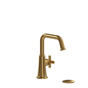Momenti Single Hole Bathroom Faucet - Brushed Gold with X-Shaped Handles | Model Number: MMSQS01XBG-05 - Product Knockout