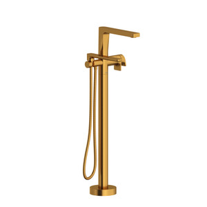 DISCONTINUED Ode 2-Way Type T (Thermostatic) Coaxial Floor-Mount Tub Filler With Hand Shower - Brushed Gold | Model Number: OD39BG-SPEX