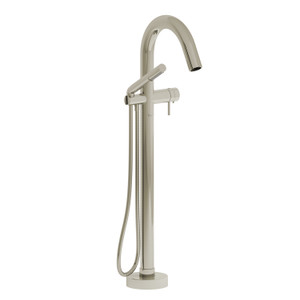 Pallace 2-Way Type T (Thermostatic) Coaxial Floor-Mount Tub Filler With Hand Shower - Polished Nickel | Model Number: PA39PN-SPEX - Product Knockout