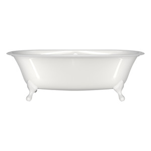 Radford 74-7/8 x 35-7/8 Freestanding Soaking Clawfoot Bathtub with Overflow - Gloss White with Cross Handles | Model Number: RAD-N-SW-OF+FT-RAD-SW - Product Knockout