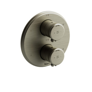 DISCONTINUED 4-way Type T/P (thermostatic/pressure balance) 3/4"coaxial complete valve - Brushed Nickel | Model Number: RO46BN