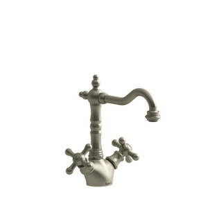 Retro Single Hole Lavatory Faucet  - Brushed Nickel with Cross Handles | Model Number: RT00+BN - Product Knockout