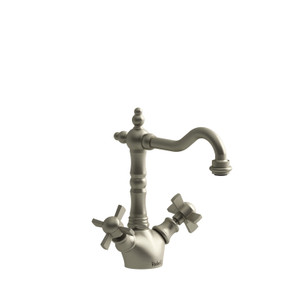 Retro Single Hole Bathroom Faucet - Brushed Nickel with X-Shaped Handles | Model Number: RT00XBN-05 - Product Knockout