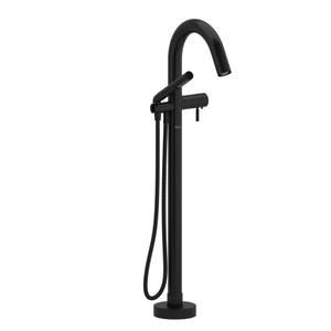 Riu 2-Way Type T (Thermostatic) Coaxial Floor-Mount Tub Filler With Hand Shower - Black | Model Number: RU39BK - Product Knockout