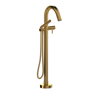Riu 2-Way Type T (Thermostatic) Coaxial Floor-Mount Tub Filler With Hand Shower - Brushed Gold | Model Number: RU39BG-EX - Product Knockout