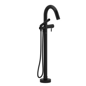 Riu 2-Way Type T (Thermostatic) Coaxial Floor-Mount Tub Filler With Hand Shower - Black | Model Number: RU39BK-EX - Product Knockout