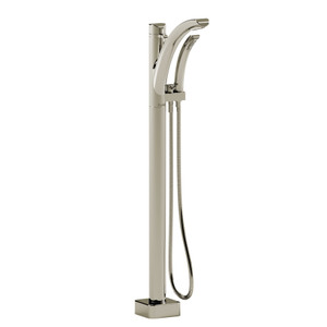 Salome Floor-Mount Type T/P (Thermostatic/Pressure Balance) Coaxial Tub Filler With Hand Shower - Polished Nickel | Model Number: SA37PN-SPEX - Product Knockout
