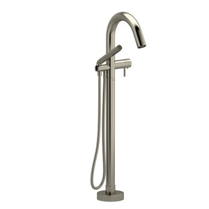 Sylla 2-Way Type T (Thermostatic) Coaxial Floor-Mount Tub Filler With Hand Shower - Brushed Nickel | Model Number: SY39BN-EX - Product Knockout