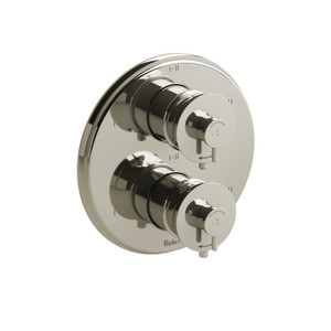 DISCONTINUÉ -Garniture de valve coaxiale type T/P (thermostatique/pression équilibrée) non partagée à 4 voies Altitude - Nickel poli et blanc mat | Numéro de modèle: TATOP88PN - Produit épuisé