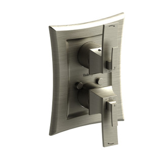 DISCONTINUÉ -Garniture de valve coaxiale à 4 voies (thermostatique/pression équilibrée) 3/4" type T/P Eiffel - Nickel brossé | Numéro de modèle: TEF83BN - Produit épuisé