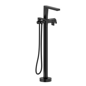 Ode 2-Way Type T (Thermostatic) Coaxial Floor-Mount Tub Filler With Hand Shower Trim - Black | Model Number: TOD39BK - Product Knockout