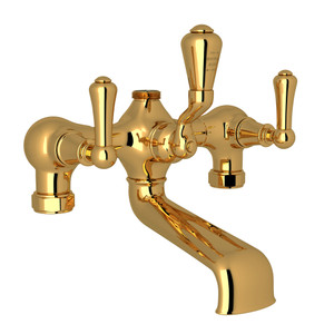 Georgian Era Exposed Tub and Shower Mixer Valve with Metal Lever Handle - Unlacquered Brass | Model Number: U.3018LS-ULB - Product Knockout