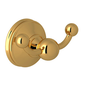 Georgian Era Wall Mount Double Robe Hook - Unlacquered Brass | Model Number: U.6622ULB - Product Knockout