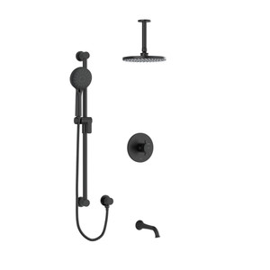 Edge Shower Kit 1345 With Vertical Shower Arm, Cross Handle - Black | Model Number: KIT1345EDTM+BK-6