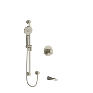 Ode 1/2 Inch 2-Way Type T/P (Thermostatic/Pressure Balance) Coaxial System With Spout And Hand Shower Rail - Brushed Nickel | Model Number: KIT1244ODBN-EX - Product Knockout