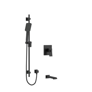 Zendo 1/2 Inch 2-Way Type T/P (Thermostatic/Pressure Balance) Coaxial System With Spout And Hand Shower Rail - Black | Model Number: KIT1244ZOTQBK - Product Knockout