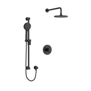 Edge Type T/P (Thermostatic/Pressure Balance) 1/2 Inch Coaxial 2-Way System With Hand Shower and Shower Head With Cross Handle - Black | Model Number: KIT323EDTM+BK - Product Knockout