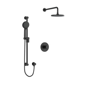 Edge Type T/P (Thermostatic/Pressure Balance) 1/2 Inch Coaxial 2-Way System With Hand Shower, Shower Head, Cross Handle and PEX Connection - Black | Model Number: KIT323EDTM+BK-SPEX - Product Knockout