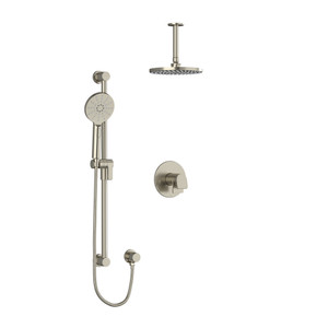 Ode Type T/P (Thermostatic/Pressure Balance) 1/2 Inch Coaxial 2-Way System With Vertical Shower Arm, Hand Shower and Shower Head - Brushed Nickel | Model Number: KIT323ODBN-6 - Product Knockout