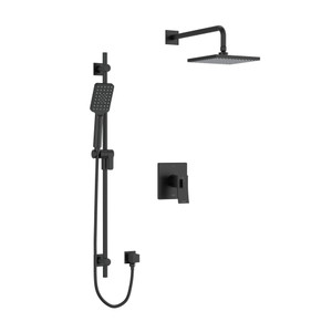DISCONTINUED Zendo Type T/P (Thermostatic/Pressure Balance) 1/2 Inch Coaxial 2-Way System With Hand Shower and Shower Head - Black | Model Number: KIT323ZOTQBK