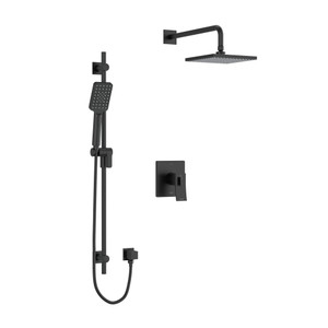 Zendo Type T/P (Thermostatic/Pressure Balance) 1/2 Inch Coaxial 2-Way System With Hand Shower, Shower Head and PEX Connection - Black | Model Number: KIT323ZOTQBK-SPEX - Product Knockout