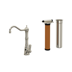 Edwardian Column Spout Filter Faucet - Polished Nickel with Metal Lever Handle | Model Number: U.KIT1621L-PN-2