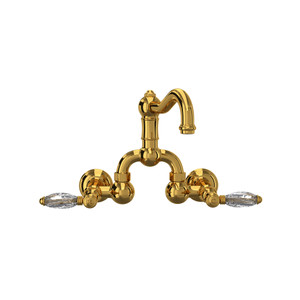 DISCONTINUED Acqui® Wall Mount Bridge Lavatory Faucet With Column Spout - Unlacquered Brass | Model Number: A1418LCULB-2