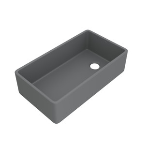 Allia 36 Inch Fireclay Single Bowl Apron Front Kitchen Sink - Satin Grey | Model Number: AL3620AF104 - Product Knockout