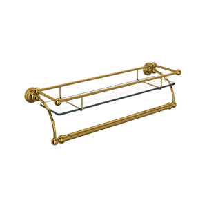 Wall Mount Glass Vanity Shelf - Unlacquered Brass | Model Number: U.6975ULB
