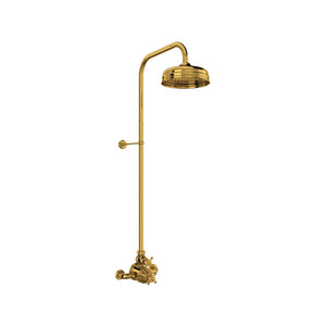 Georgian Era 3/4 Inch Exposed Wall Mount Thermostatic Shower System with Cross Handle - Unlacquered Brass | Model Number: U.GA19W2X-ULB - Product Knockout