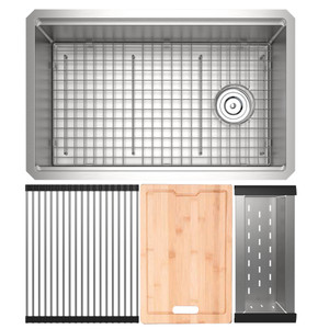 Culinario™ 30" Stainless Steel Chef/Workstation Sink With Accessories - Brushed Stainless Steel | Model Number: RUWUM3019WSSB