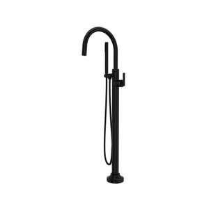 Apothecary Single Hole Floor Mount Tub Filler Trim with Lever Handle - Matte Black | Model Number: TAP05F1LMMB - Product Knockout