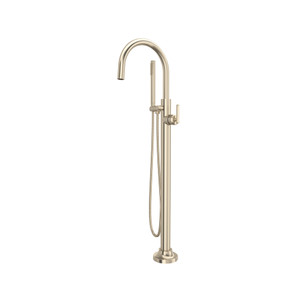 Apothecary Single Hole Floor Mount Tub Filler Trim with Lever Handle - Satin Nickel | Model Number: TAP05F1LMSTN - Product Knockout