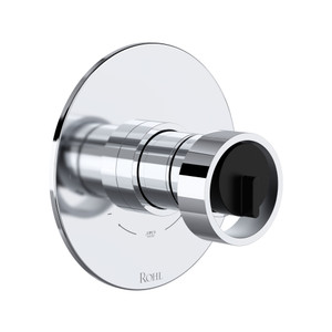 Eclissi 1/2 Inch Thermostatic & Pressure Balance Trim with 2 Functions (No Share) with Wheel Handle - Polished Chrome-Matte Black | Model Number: TEC44W1IWPCB - Product Knockout