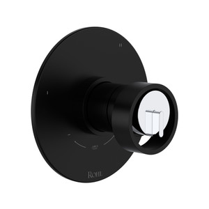 Eclissi 1/2 Inch Thermostatic & Pressure Balance Trim with 3 Functions (No Share) with Wheel Handle - Matte Black-Polished Chrome | Model Number: TEC47W1IWMBC - Product Knockout