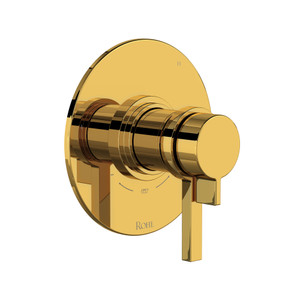 Lombardia 1/2 Inch Thermostatic & Pressure Balance Trim with 5 Functions (Shared) with Lever Handle - Unlacquered Brass | Model Number: TLB45W1LMULB - Product Knockout
