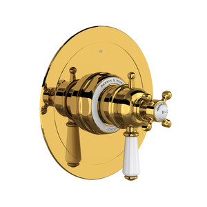 Edwardian 1/2 Inch Thermostatic & Pressure Balance Trim with 3 Functions (Shared) with Lever Handle - Unlacquered Brass | Model Number: U.TEW23W1L-ULB - Product Knockout